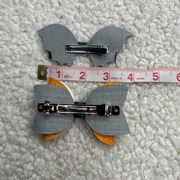 Halloween Bows Orange Black Set of Two Hats and Ghosts - Picture 3 of 5